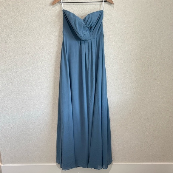 NWT Lulu's Sweetest Ceremony Slate Blue Strapless Maxi Dress Party Wedding Event - Picture 2 of 6